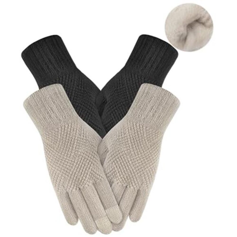 Winter Gloves Women Touch Screen Warm Fleece Lined Knit Thermal Cold Weather